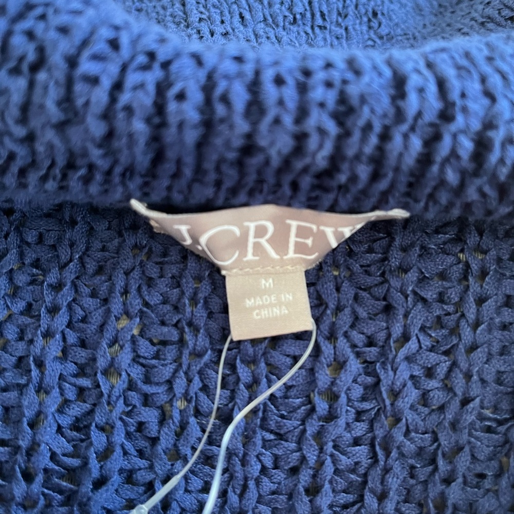 Navy Blue Knit Sweater with White Trim - Picture 6 of 11